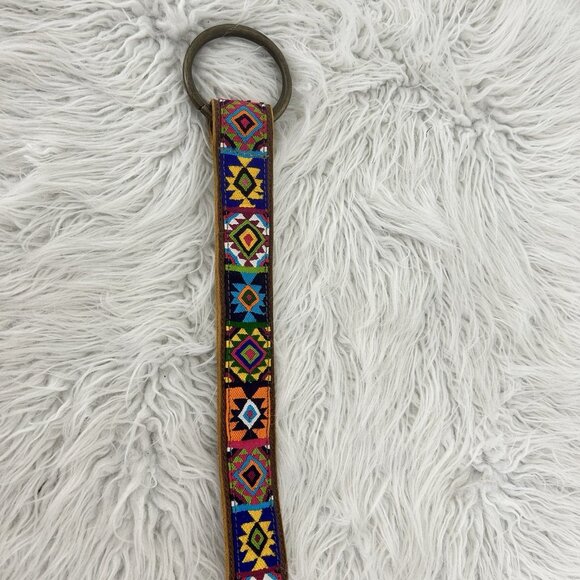 Arloom Handwoven Leather Rancho Ring Belt Maya Guatemala Colorful Boho 40” Long - Picture 3 of 7
